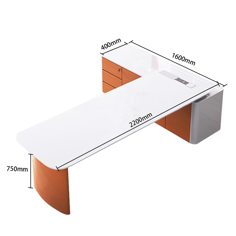 ワークデスク エグゼクティブデスク オフィスデスク 社長机 幕板付き 焼付塗装 配線ボックス ホワイト カスタマイズ可能 LBZ-N006