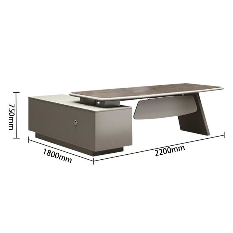 ワークデスク オフィスデスク エグゼクティブデスク 社長机 配線ボックス ダイヤル錠 ウォールナット カスタマイズ可能 LBZ-N019