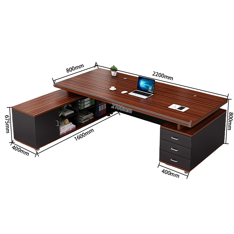 オフィスデスク エグゼクティブデスク 社長机 ワークデスク 事務用 配線穴 大容量収納 木目調 幕板付き カスタマイズ可能 LBZ-N007