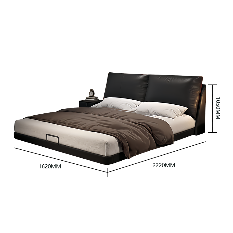 木製のベッド すのこベッド セミダブルベッド 天然木フレーム 人間工学 センサーライト おしゃれ ブラック カスタマイズ可能 BED-N003