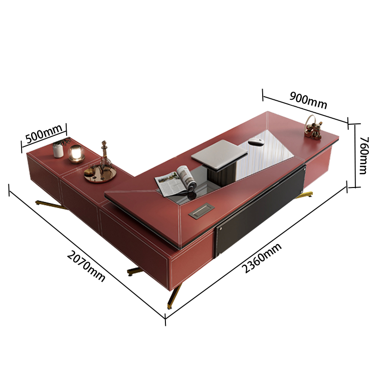 ワークデスク オフィスデスク 社長机 昇降可能デスク 電動昇降デスク 引き出し 大容量収納 オレンジ カスタマイズ可能 LBZ-N023