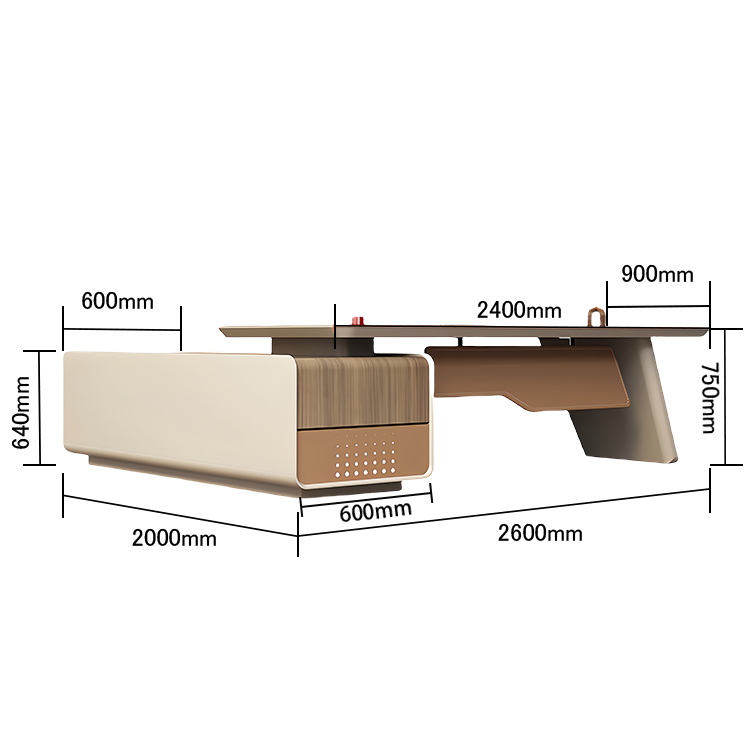 エグゼクティブデスク ワークデスク オフィスデスク L型デスク 引き出し収納 焼付塗装 ウォールナット カスタマイズ可能 LBZ-N068