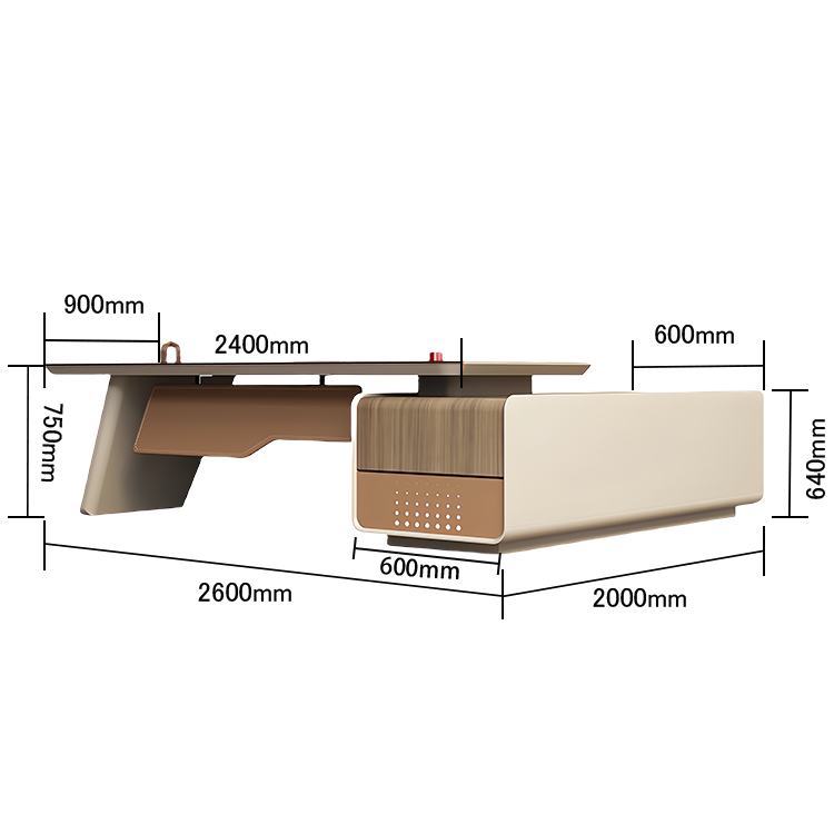 エグゼクティブデスク ワークデスク オフィスデスク L型デスク 引き出し収納 焼付塗装 ウォールナット カスタマイズ可能 LBZ-N068