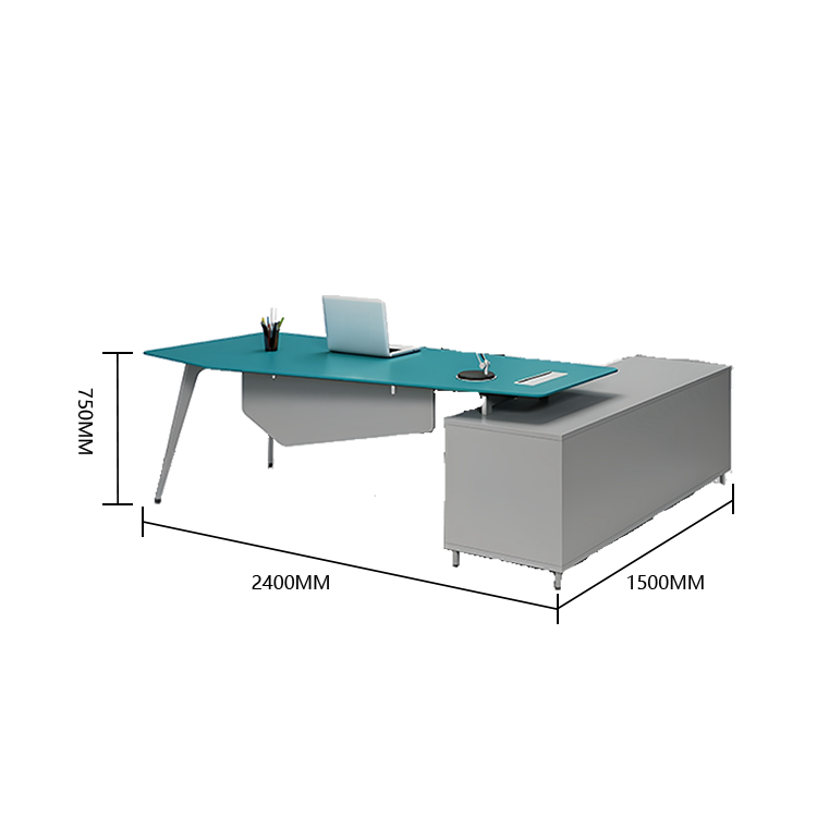 エグゼクティブデスク ワークデスク オフィスデスク パソコンデスク L型デスク 事務用 作業用 仕事用 キャビネット付き 幕板付き 丈夫な脚部 厚手 高荷重性 おしゃれ 洗練 グレー カスタマイズ可能 LBZ-XG-N001