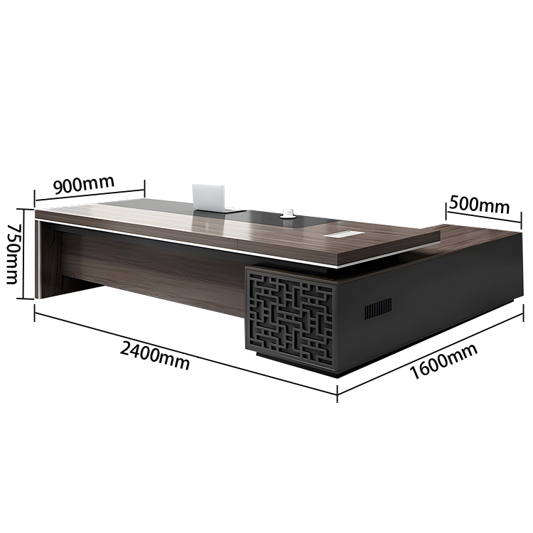 エグゼクティブデスク オフィスデスク 社長机 木製デスク バイカラーデスク 木目調 鍵付き 配線ボックス カスタマイズ可能 LBZ-N029