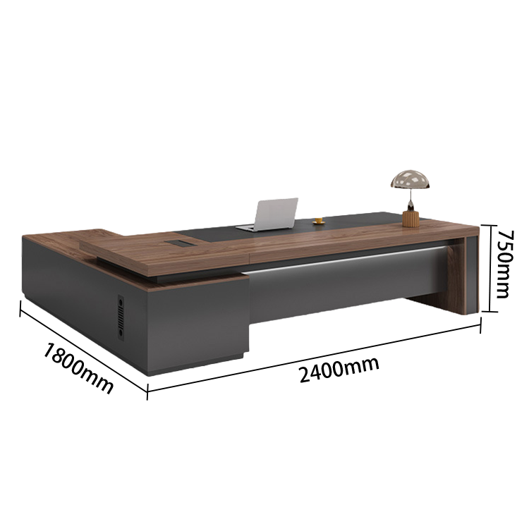 エグゼクティブデスク オフィスデスク バイカラーデスク L型デスク 事務用 配線ボックス PC収納 幕板 ウォールナット LBZ-N025