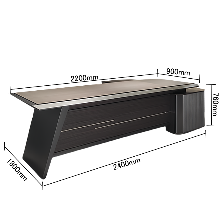 社長机 エグゼクティブデスク オフィスデスク 木製デスク 配線ボックス シンプル 洗練 ダークオーク カスタマイズ可能 LBZ-N058