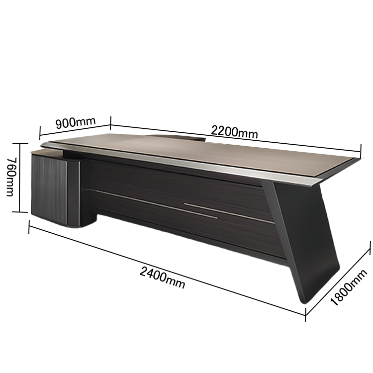 社長机 エグゼクティブデスク オフィスデスク 木製デスク 配線ボックス シンプル 洗練 ダークオーク カスタマイズ可能 LBZ-N058