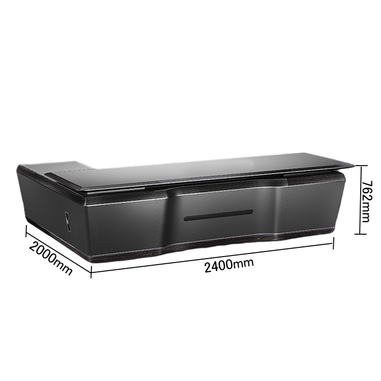 エグゼクティブデスク オフィスデスク 社長机 社長室 仕事用 指紋認証キー 厚手 上質 高級感 グレー カスタマイズ可能 LBZ-N045