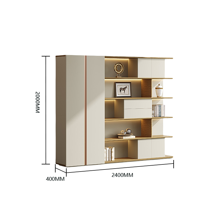 オフィスキャビネット ディスプレイラック 収納棚 社長室 分類収納 オープン収納 大容量収納 カーキ カスタマイズ可能 BGCWG-N039