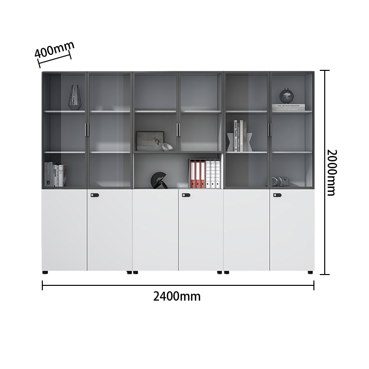 多目的な収納 壁面収納 ファイル収納 オフィス用 大容量収納 ダイヤル錠 ガラス扉 ホワイト ベージュ カスタマイズ可能 BGCWG-N068