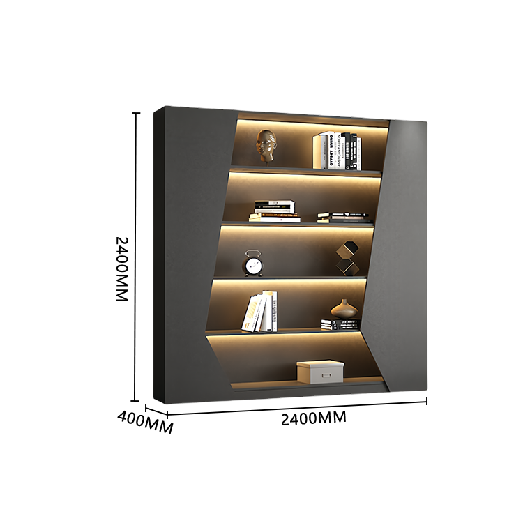 オフィスキャビネット ディスプレイラック 収納棚 分類収納 オープン収納 センサーライト グレー カスタマイズ可能 BGCWG-N049