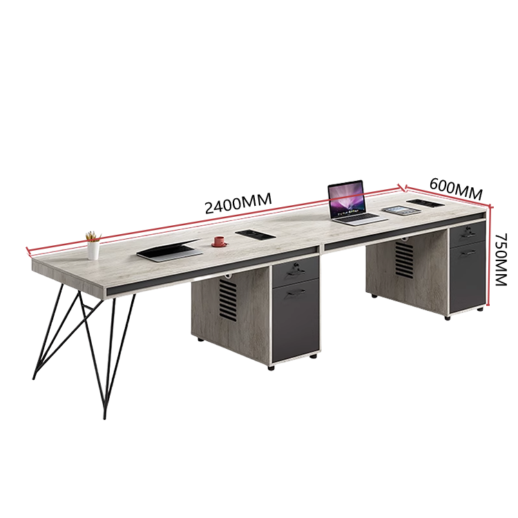 オフィスデスク ワークデス 片袖机 木目調 配線穴 アイアン脚 引き出し 大容量 ダークウォールナット カスタマイズ可能 YGZ-N033