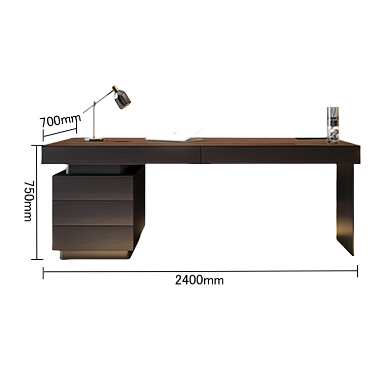 エグゼクティブデスク オフィスデスク 社長机 片袖机 木目調 引き出し収納 シンプル 洗練 ダークオーク カスタマイズ可能 LBZ-N059