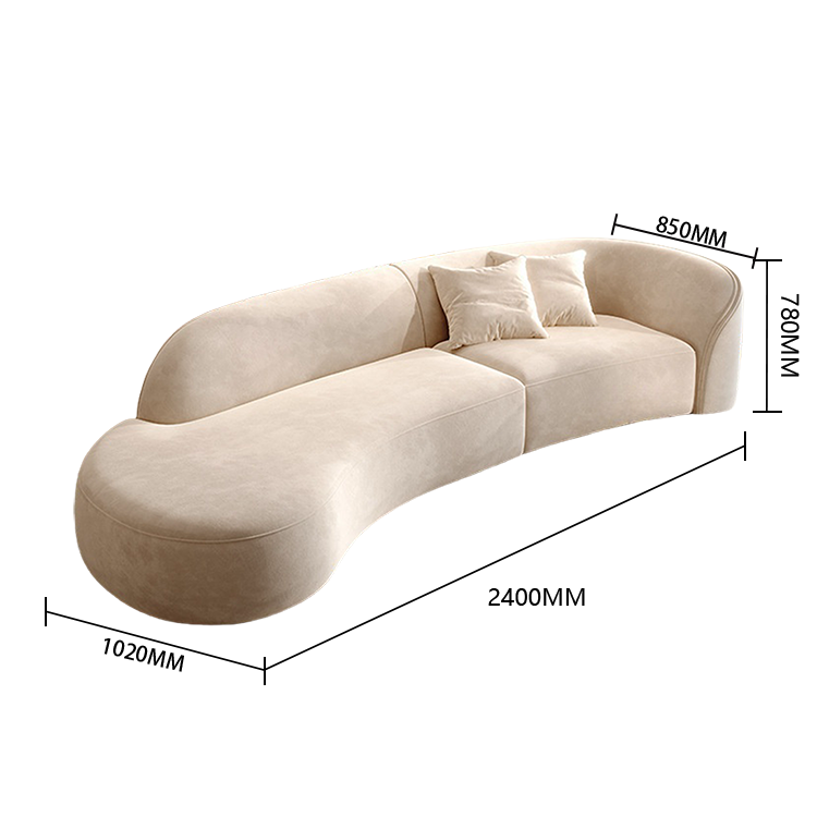 カウチソファ リビングソファ ロビーソファ 在宅用 2人掛け 3人掛け 丸み 天然木 人間工学 柔らか 快適 ホワイト JYSF-N002