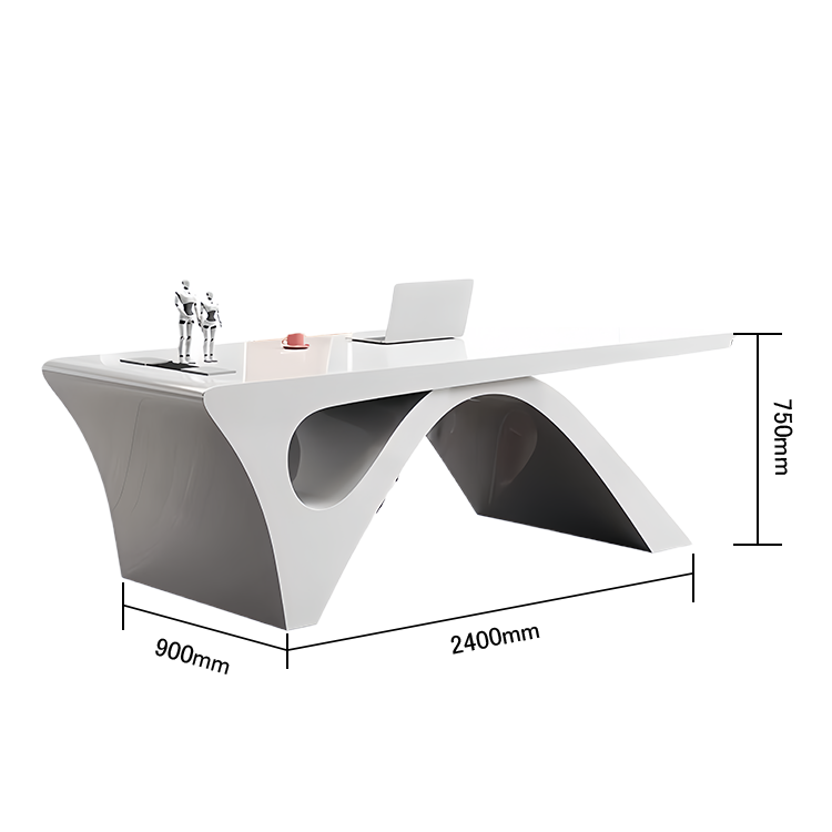 エグゼクティブデスク ワークデスク オフィスデスク 社長室 仕事用 焼付塗装 鏡面仕上げ ホワイト カスタマイズ可能 LBZ-N060