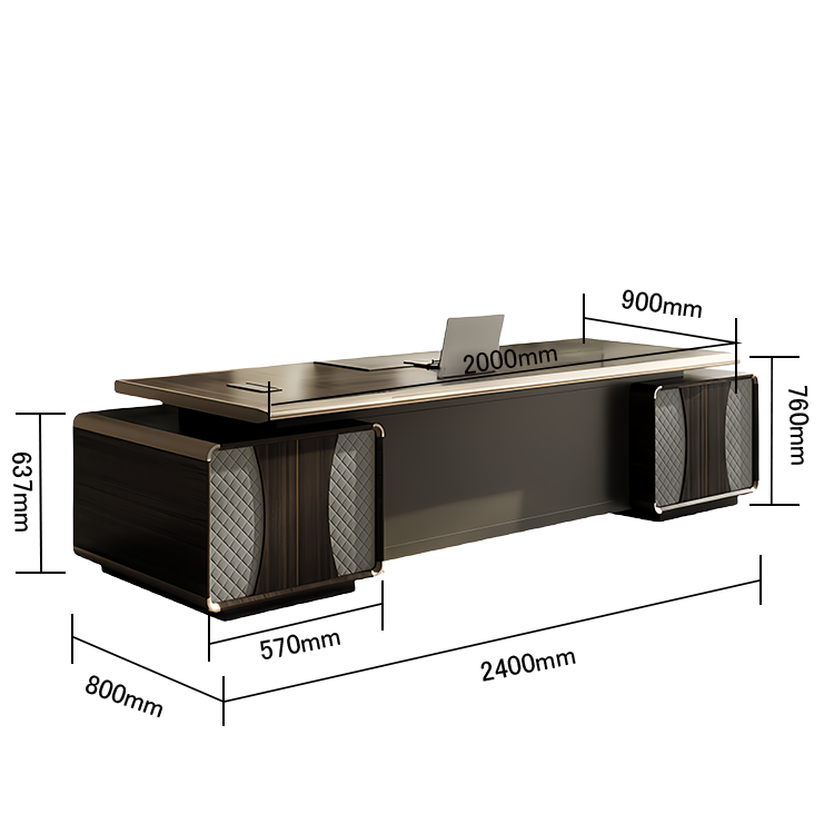 エグゼクティブデスク オフィスデスク 社長机 木目調 レザー 配線ボックス 大容量 ウォールナット 重役 カスタマイズ可能 LBZ-N067