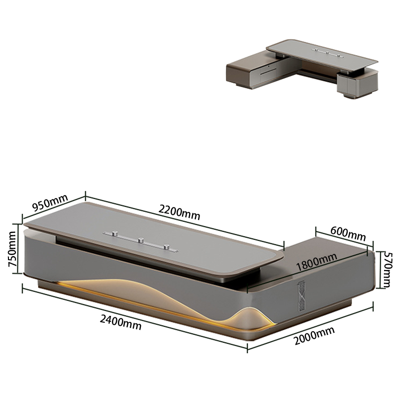 オフィスデスク エグゼクティブデスク 社長机 事務用 排気口 指紋認証式キー LEDライト エレガント カスタマイズ可能 LBZ-N016