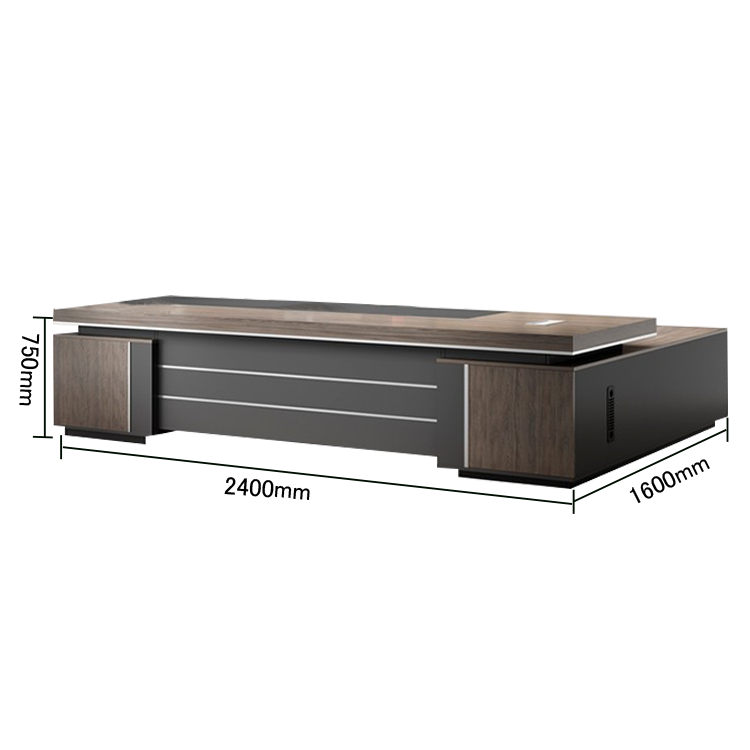 オフィスデスク エグゼクティブデスク 社長机 事務用 エコボード ダイヤル錠 PC排気口 ウォールナット カスタマイズ可能 LBZ-N014