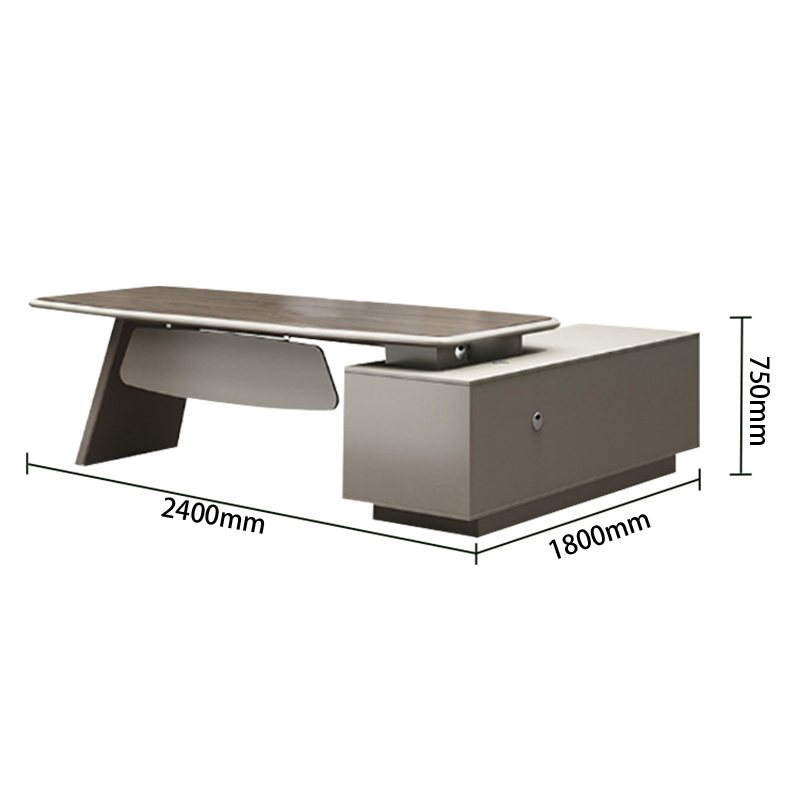 ワークデスク オフィスデスク エグゼクティブデスク 社長机 配線ボックス ダイヤル錠 ウォールナット カスタマイズ可能 LBZ-N019