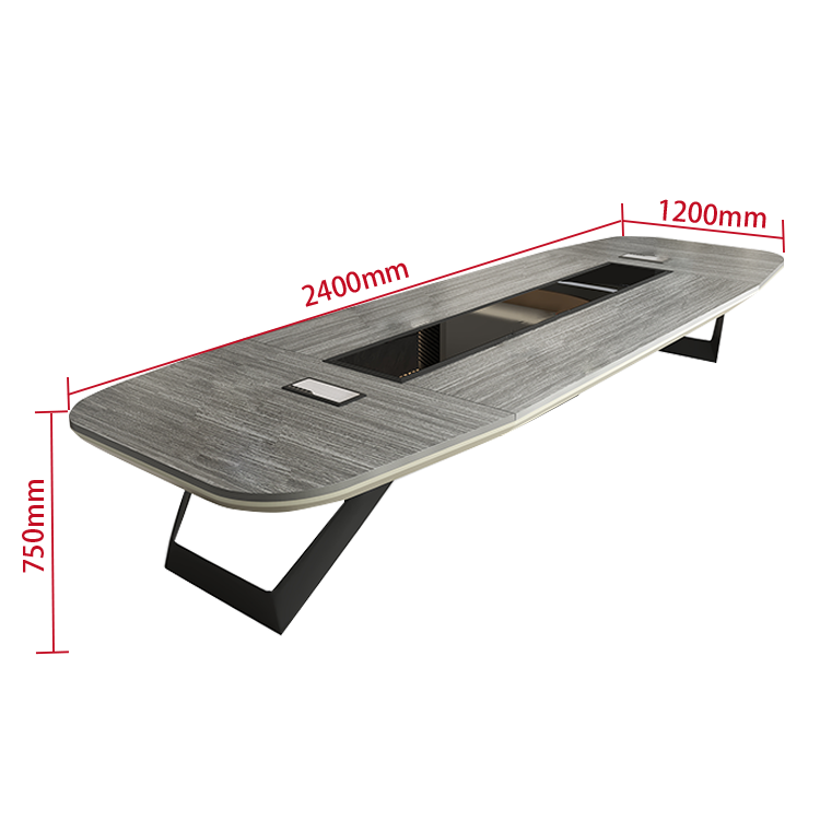 大型会議テーブル ミーティングテーブル 会議机 焼付塗装 配線ボックス コンセント エコボード グレー カスタマイズ可能 HYZ-N007