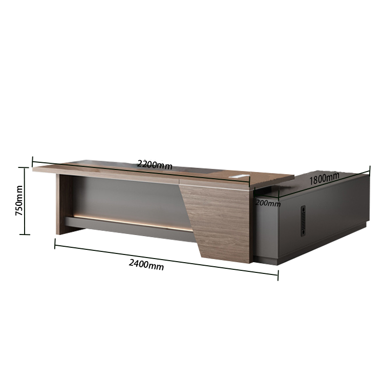 ワークデスク エグゼクティブデスク 社長机 事務用 ダイヤル錠 配線ボックス PC収納 ウォールナット カスタマイズ可能 LBZ-N018