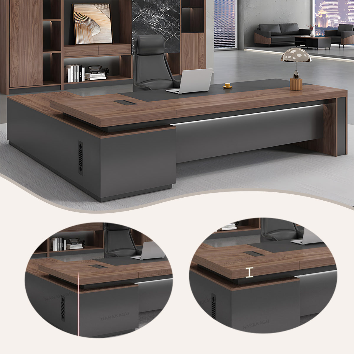 エグゼクティブデスク,オフィスデスク,バイカラーデスク,L型デスク