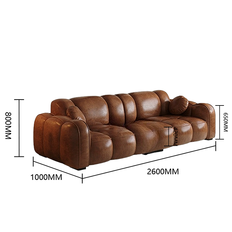 レザーソファ 高級ソファ ローソファー リビング 2人掛け 3人掛け 人間工学 弾力性 柔らか ブラウン カスタマイズ可能 JYSF-N011