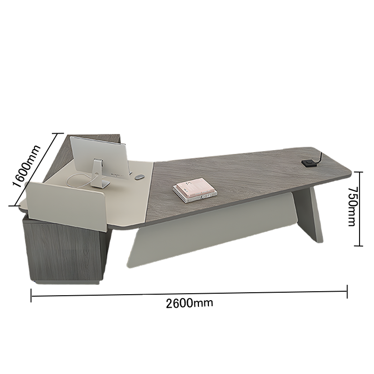 エグゼクティブデスク オフィスデスク PC収納スペース 引き出し 配線ボックス ダイヤル錠 グレー カスタマイズ可能 LBZ-N057