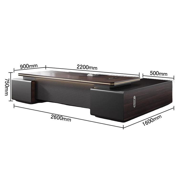 エグゼクティブデスク フィスデスク デスク 冷却ファン付き ダイヤル錠 幕板付き おしゃれ ローズウッド カスタマイズ可能 LBZ-N048