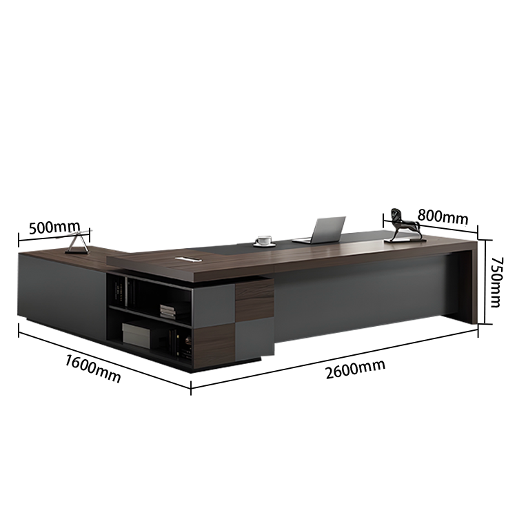 エグゼクティブデスク オフィスデスク 社長机 配線ボックス 大容量収納 ダークオーク ブラックレリーフ カスタマイズ可能 LBZ-N040