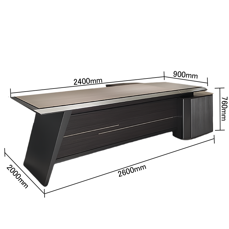 社長机 エグゼクティブデスク オフィスデスク 木製デスク 配線ボックス シンプル 洗練 ダークオーク カスタマイズ可能 LBZ-N058