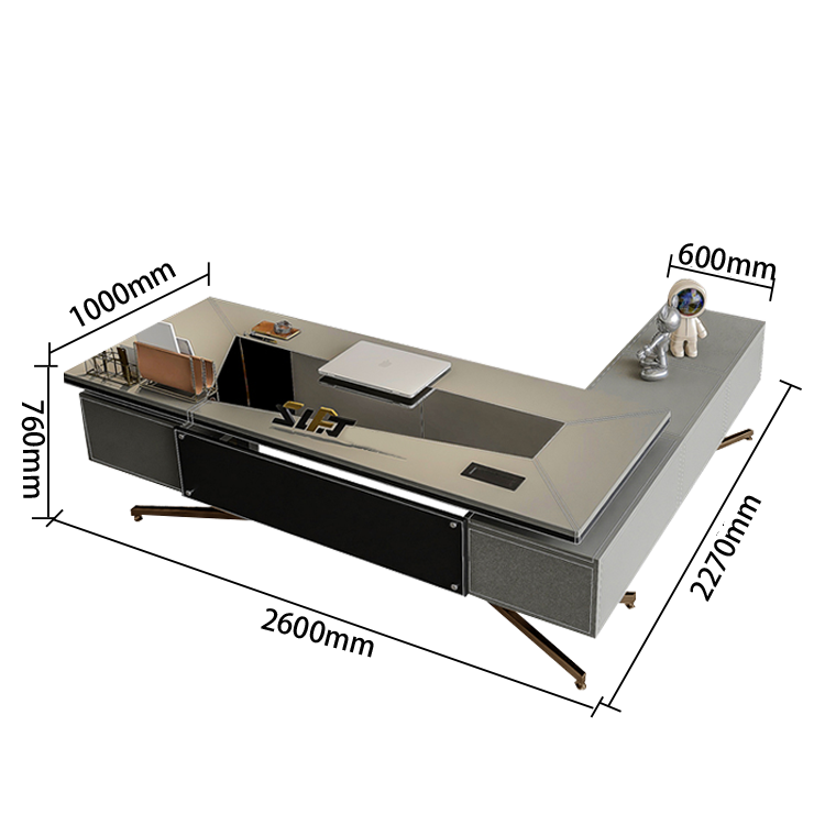 ワークデスク オフィスデスク 社長机 昇降可能デスク 電動昇降デスク 引き出し 大容量収納 オレンジ カスタマイズ可能 LBZ-N023