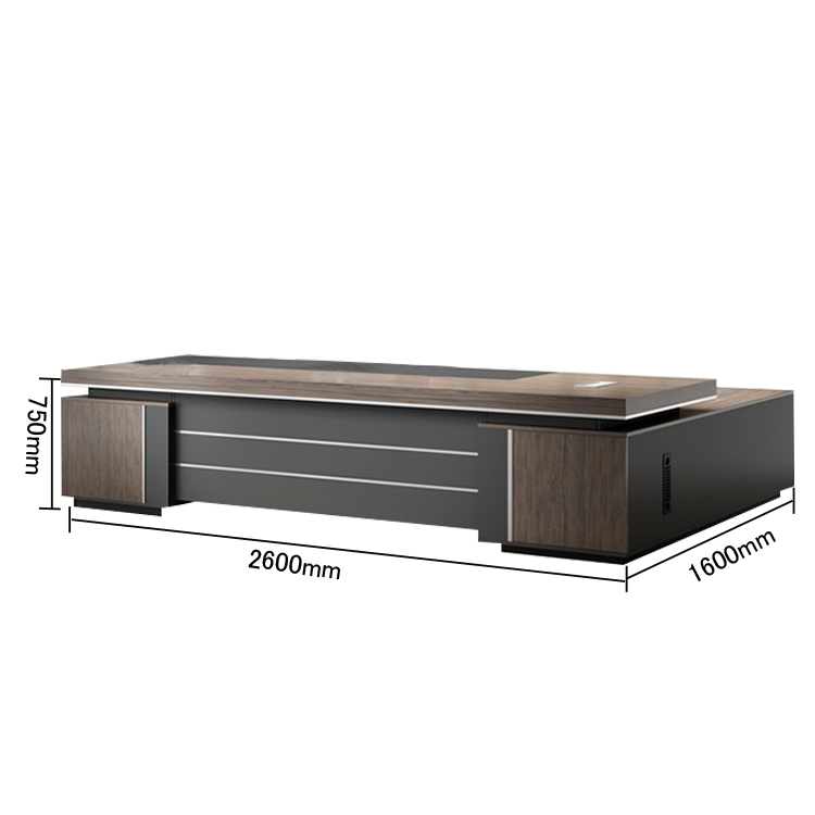 オフィスデスク エグゼクティブデスク 社長机 事務用 エコボード ダイヤル錠 PC排気口 ウォールナット カスタマイズ可能 LBZ-N014