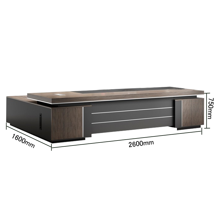 オフィスデスク エグゼクティブデスク 社長机 事務用 エコボード ダイヤル錠 PC排気口 ウォールナット カスタマイズ可能 LBZ-N014