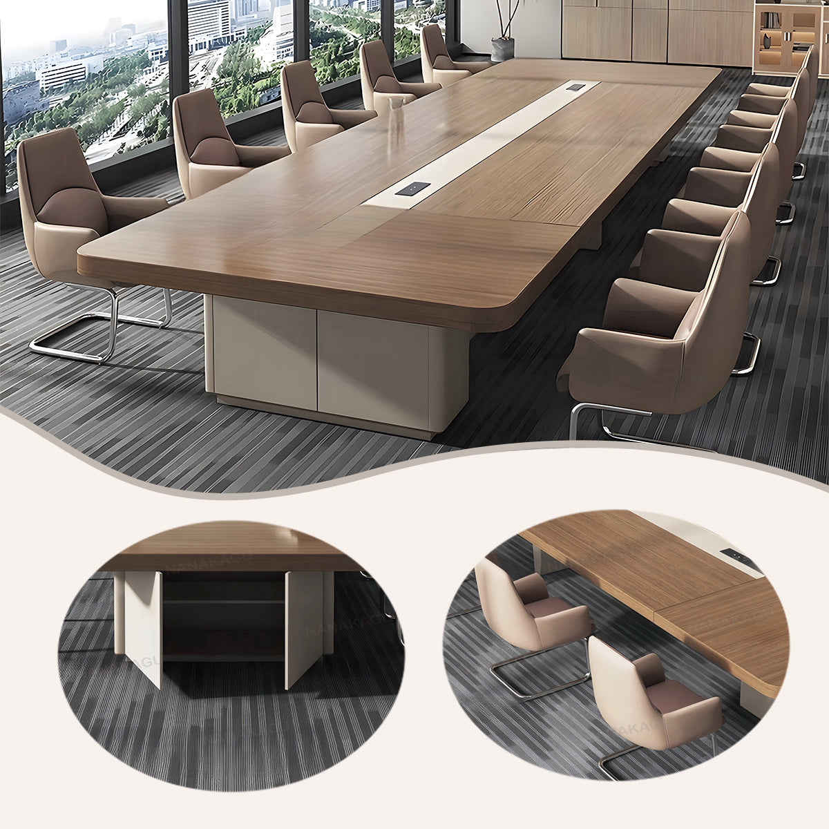 会議テーブル 大型会議テーブル ミーティングテーブル テーブル 木目調 おしゃれ ウォールナット カスタマイズ可能 HYZ-N026