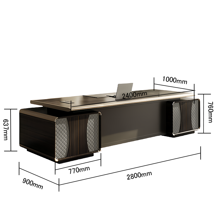 エグゼクティブデスク オフィスデスク 社長机 木目調 レザー 配線ボックス 大容量 ウォールナット 重役 カスタマイズ可能 LBZ-N067