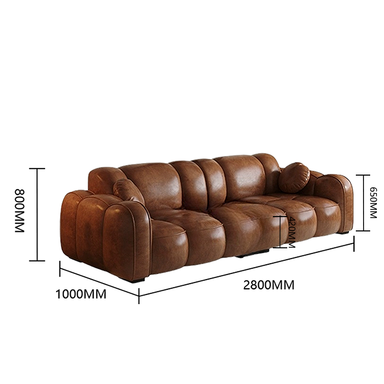 レザーソファ 高級ソファ ローソファー リビング 2人掛け 3人掛け 人間工学 弾力性 柔らか ブラウン カスタマイズ可能 JYSF-N011