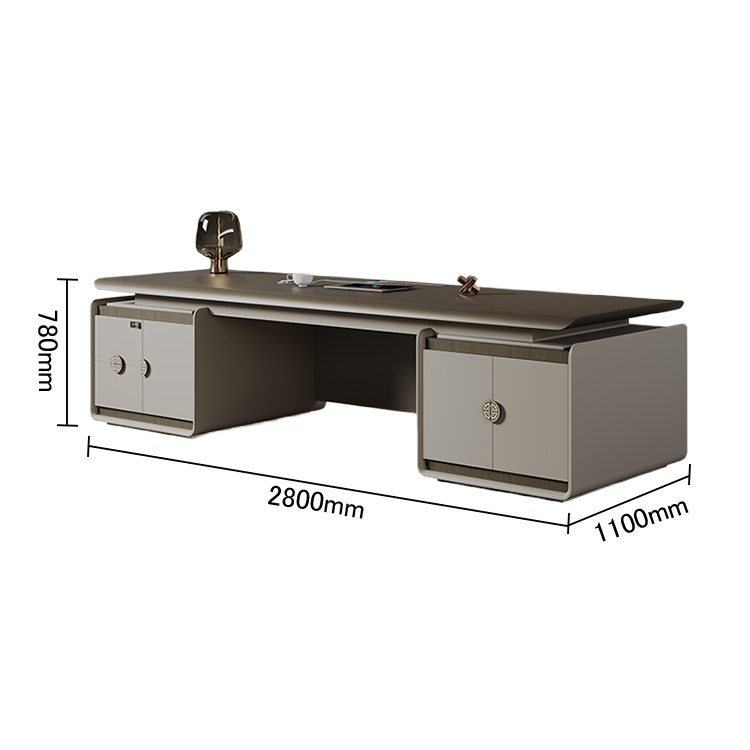 エグゼクティブデスク ワークデスク オフィスデスク ダイヤル錠 LEDライト 大容量収納 ウォールナット カスタマイズ可能 LBZ-N047