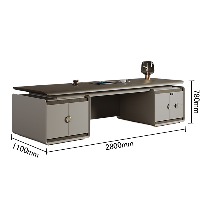 エグゼクティブデスク ワークデスク オフィスデスク ダイヤル錠 LEDライト 大容量収納 ウォールナット カスタマイズ可能 LBZ-N047