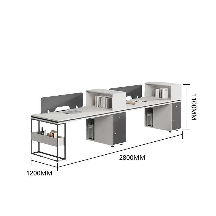 オフィスデスク 仕事机 収納棚 ダイヤル錠 仕切りパネル サイド収納 大容量 洗練 ダークグレー カスタマイズ可能 YGZ-N037