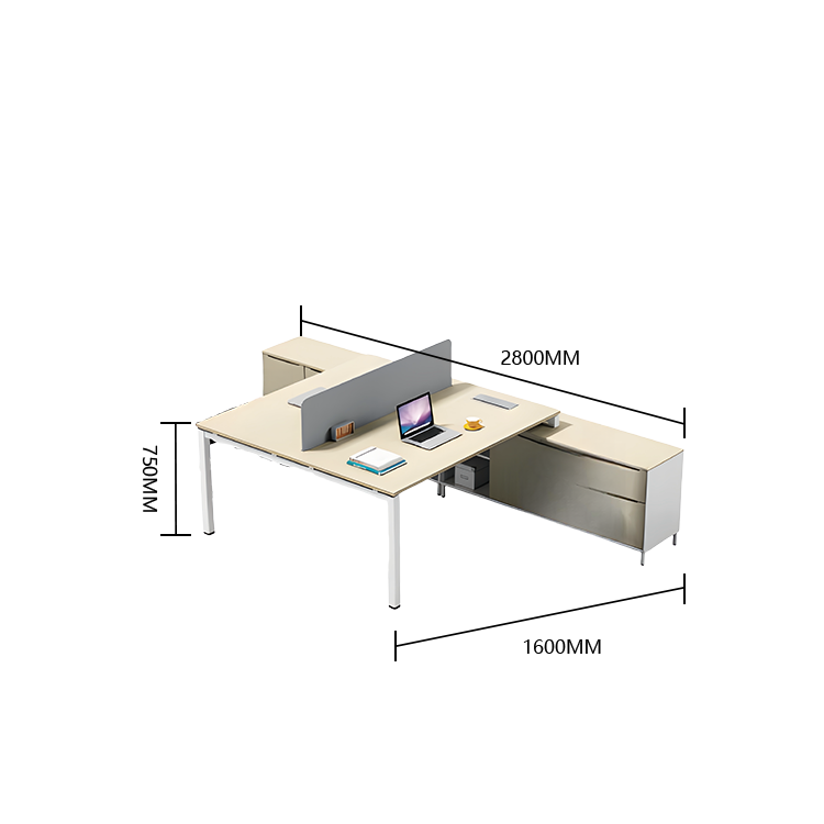 オフィスデスク 収納付きデスク 大型デスク パソコンデスク 仕事用 作業用 事務用 丈夫な脚 仕切りパネル 配線ボックス 広い天板 エッジ加工 耐荷重 洗練 おしゃれ ナチュラル カスタマイズ可能 YGZ-BCT-N003