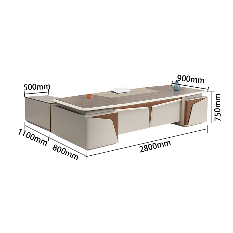 エグゼクティブデスク ワークデスク オフィスデスク 焼付塗装 キャビネット付き 大容量収納 おしゃれ カスタマイズ可能 LBZ-N070