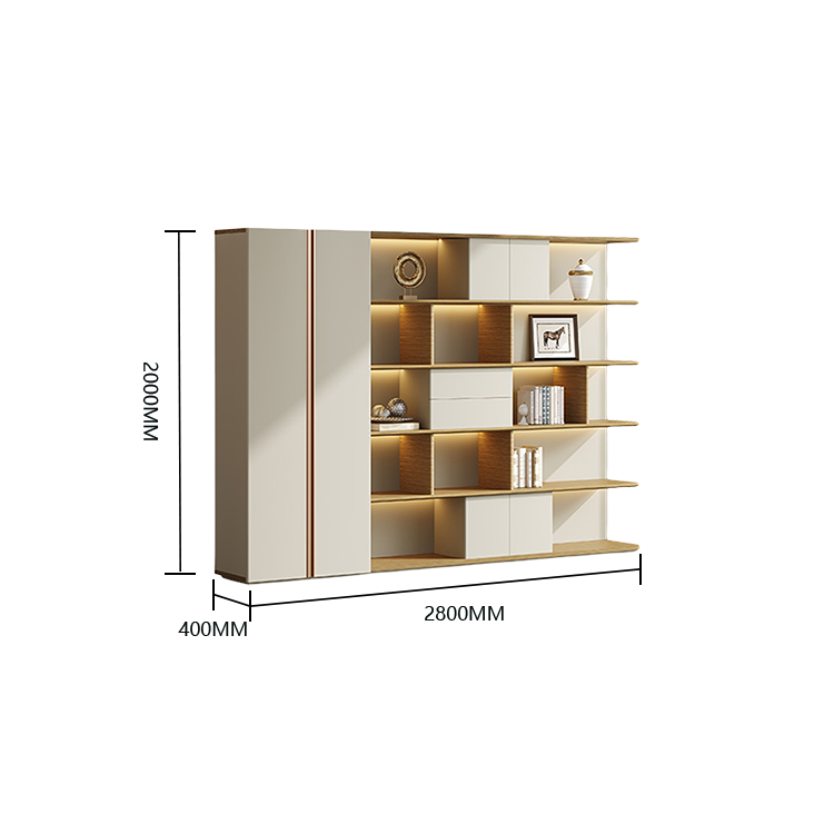 オフィスキャビネット ディスプレイラック 収納棚 社長室 分類収納 オープン収納 大容量収納 カーキ カスタマイズ可能 BGCWG-N039