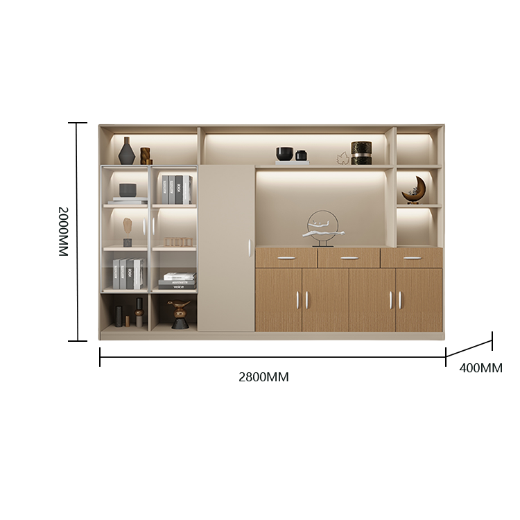 オフィスキャビネット ディスプレイラック 収納棚 オープン収納 多目的 大容量収納 厚手 カーキ カスタマイズ可能 BGCWG-N040