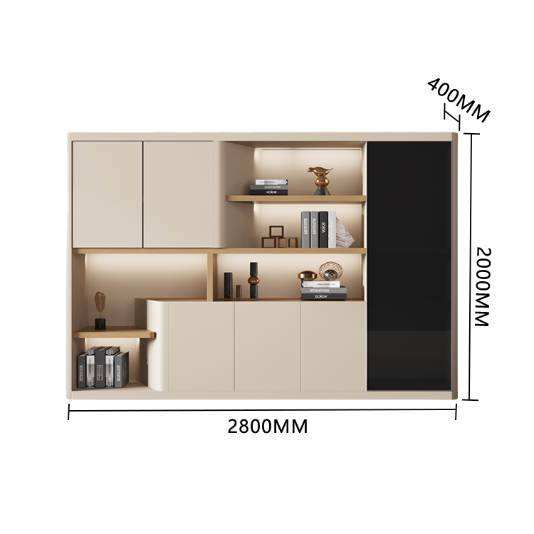 オフィスキャビネット ディスプレイラック 収納棚 社長室 オープン収納 多目的 大容量収納 おしゃれ モダン カーキ BGCWG-N041