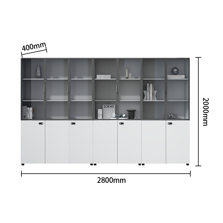 多目的な収納 壁面収納 ファイル収納 オフィス用 大容量収納 ダイヤル錠 ガラス扉 ホワイト ベージュ カスタマイズ可能 BGCWG-N068