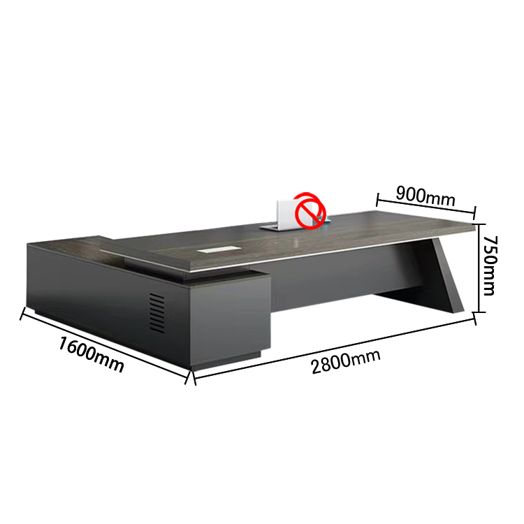 エグゼクティブデスク ワークデスク オフィスデスク L型デスク 社長机 幕板付き 配線ボックス 高級感 カスタマイズ可能 LBZ-N005