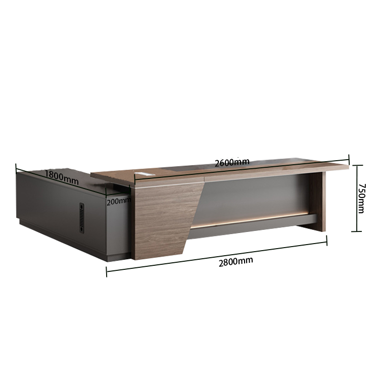 ワークデスク エグゼクティブデスク 社長机 事務用 ダイヤル錠 配線ボックス PC収納 ウォールナット カスタマイズ可能 LBZ-N018