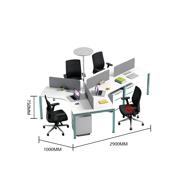オフィスデスク 変形デスク 大型デスク パソコンデスク 仕事用 作業用 事務用 丈夫な脚 仕切りパネル 配線ボックス 広い天板 エッジ加工 耐荷重 洗練 スタイリッシュ ホワイト カスタマイズ可能 YGZ-BCT-N001